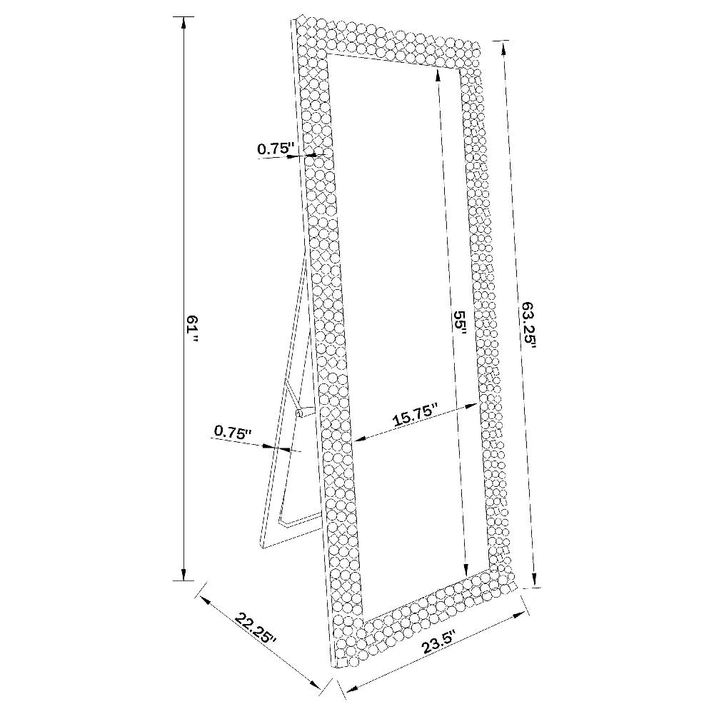 Coaster Mckay 24 X 63 Inch Acrylic Frame Standing Mirror Smokey Grey