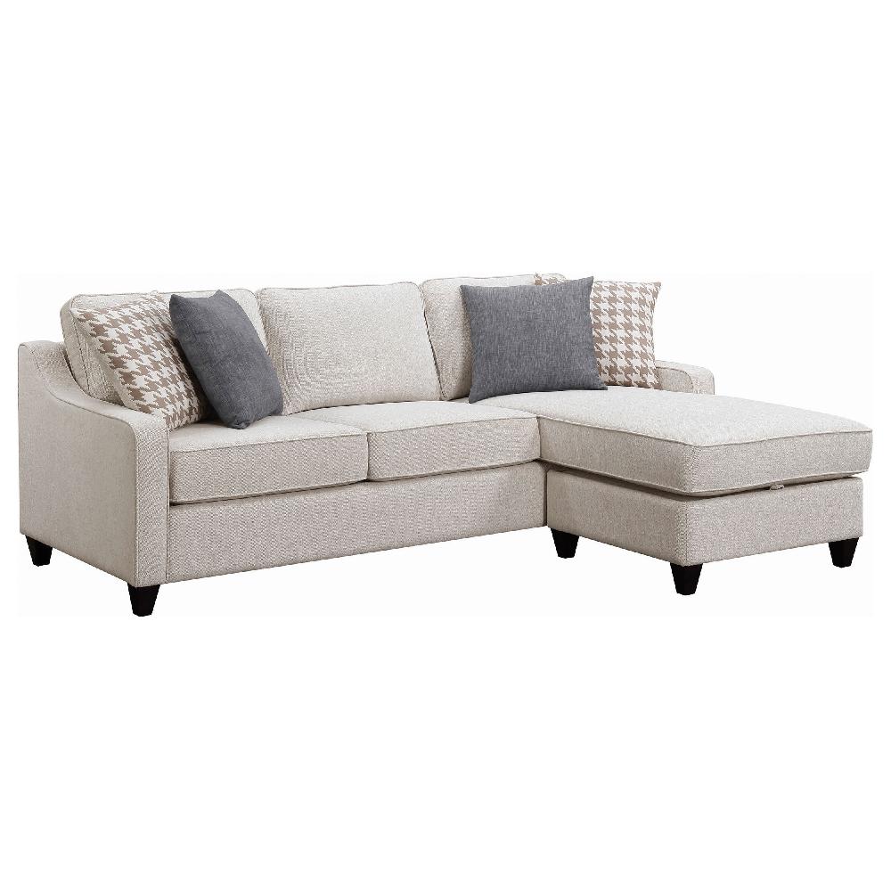 coaster Mcloughlin Upholstered Sloped Arm Sectional Sofa Platinum