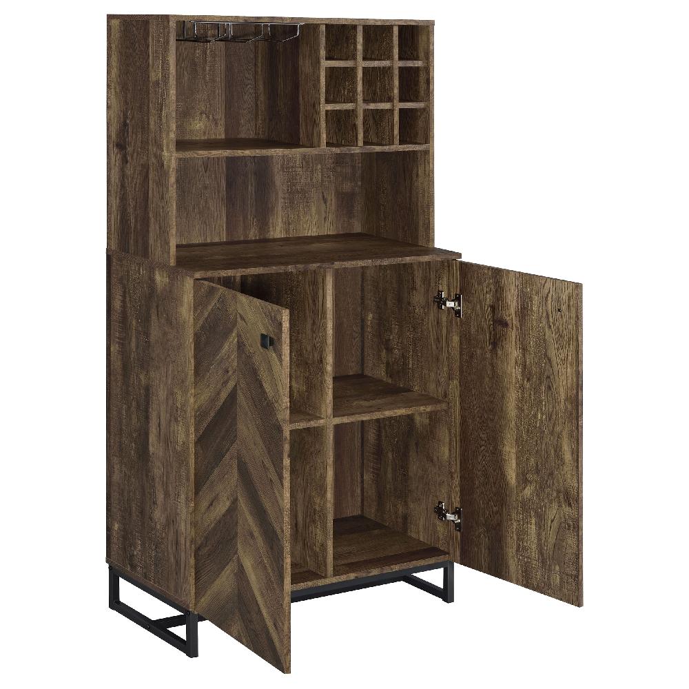 Coaster Mendoza 2-door Home Bar Cabinet Wine Storage Rustic Oak