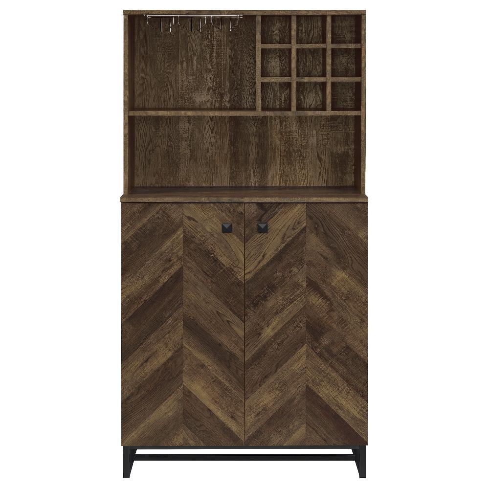 Coaster Mendoza 2-door Home Bar Cabinet Wine Storage Rustic Oak