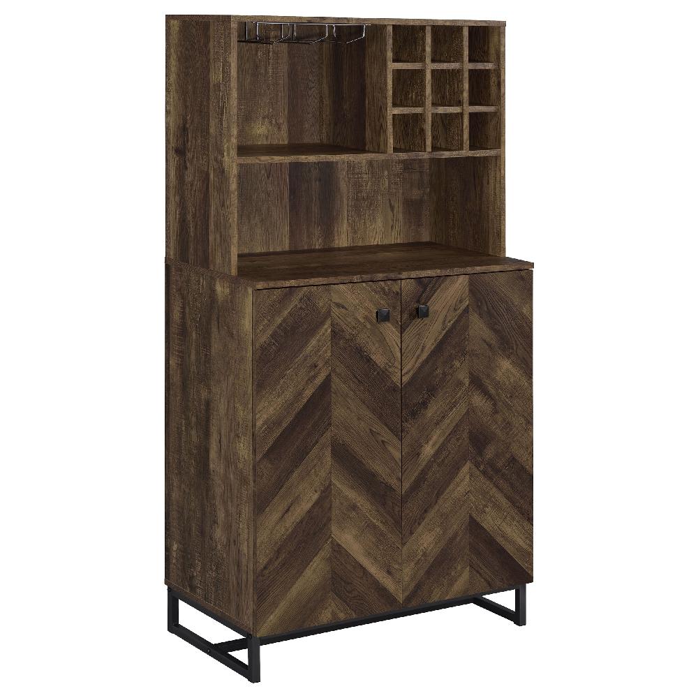 coaster Mendoza 2-door Home Bar Cabinet Wine Storage Rustic Oak