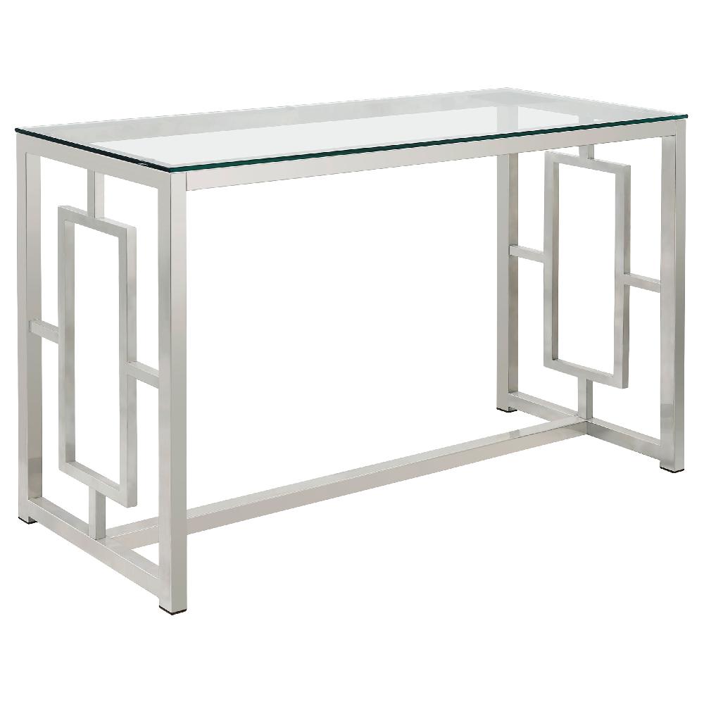 coaster Merced Glass Top Metal Entryway Console Table Nickel