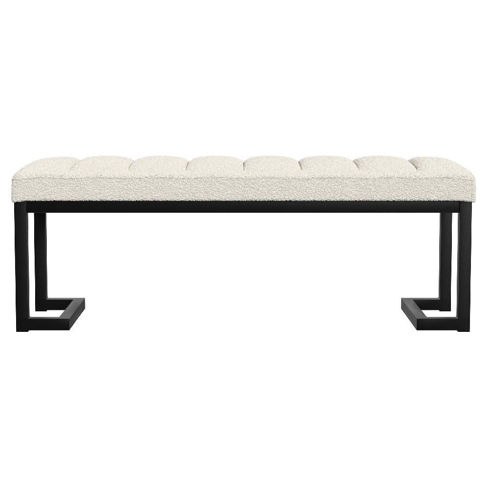 Coaster Mesa Boucle Upholstered Tufted Accent Bench Vanilla
