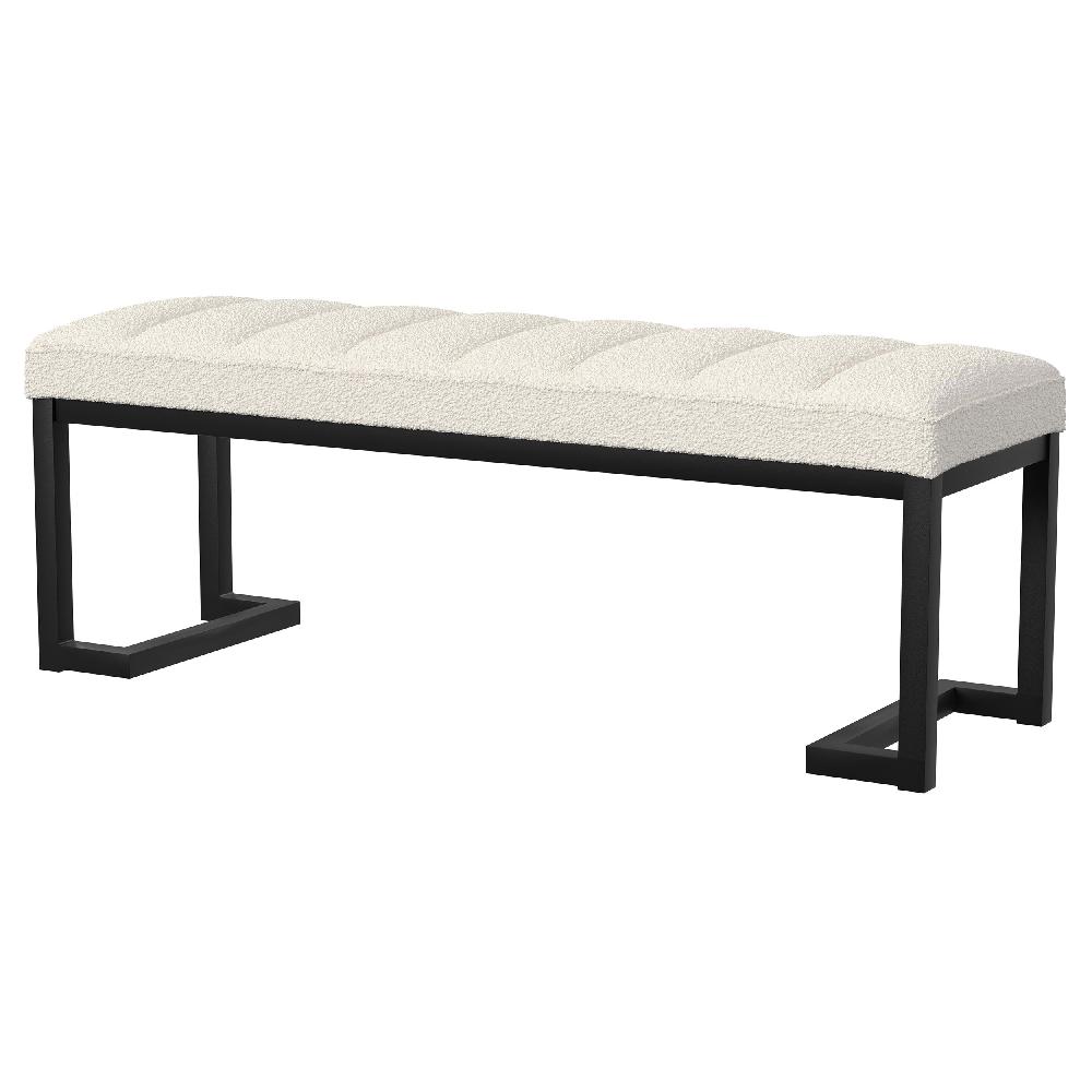 Coaster Mesa Boucle Upholstered Tufted Accent Bench Vanilla