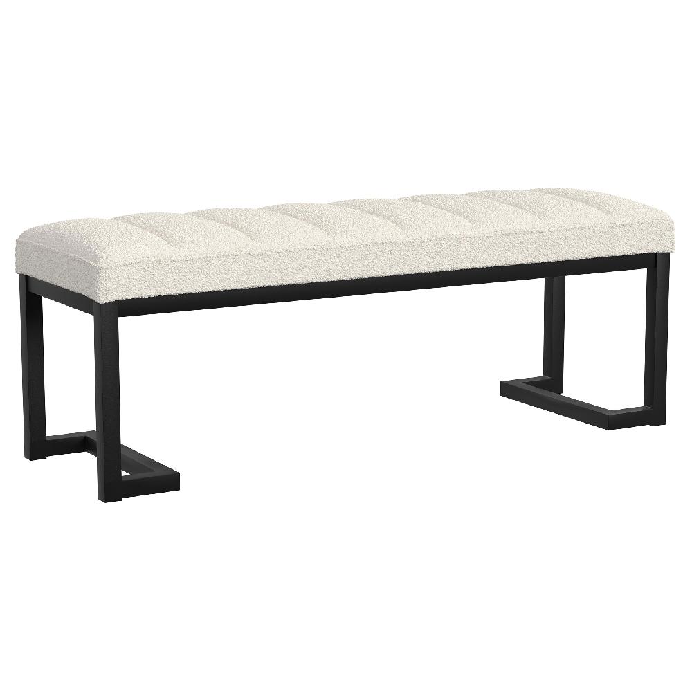coaster Mesa Boucle Upholstered Tufted Accent Bench Vanilla
