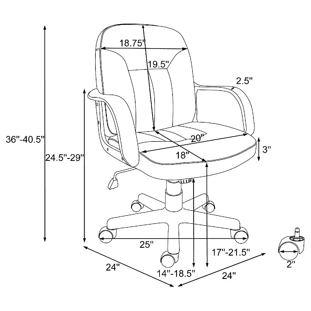 Coaster Minato Upholstered Adjustable Home Office Desk Chair Black
