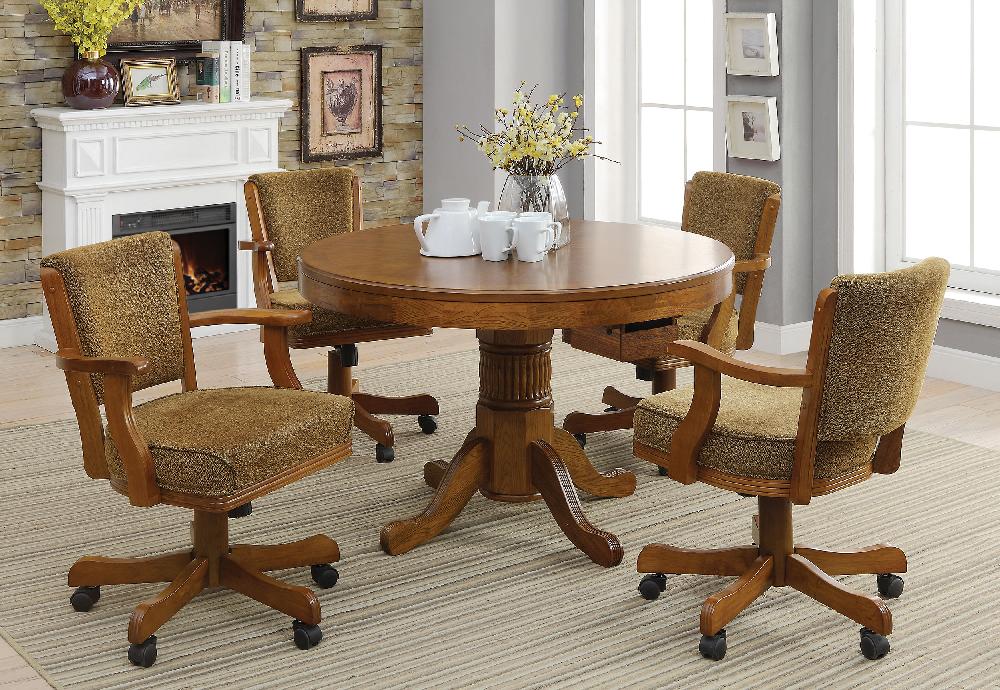 coaster Mitchell 5-piece 3-in-1 Dining and Game Table Set Amber