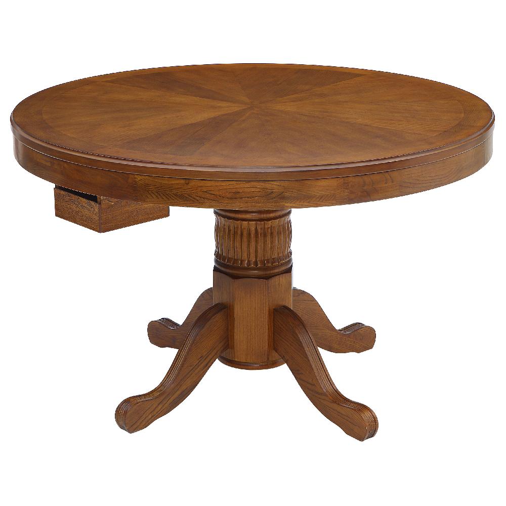 coaster Mitchell Round Dining and Billiard Poker Game Table Amber