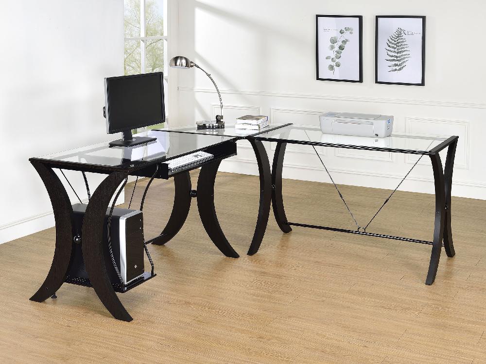 Coaster Monterey 67-inch Glass Top L-Shape Computer Desk Cappuccino