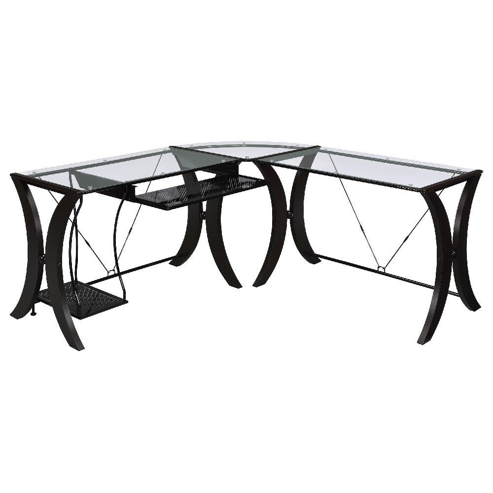 Coaster Monterey 67-inch Glass Top L-Shape Computer Desk Cappuccino