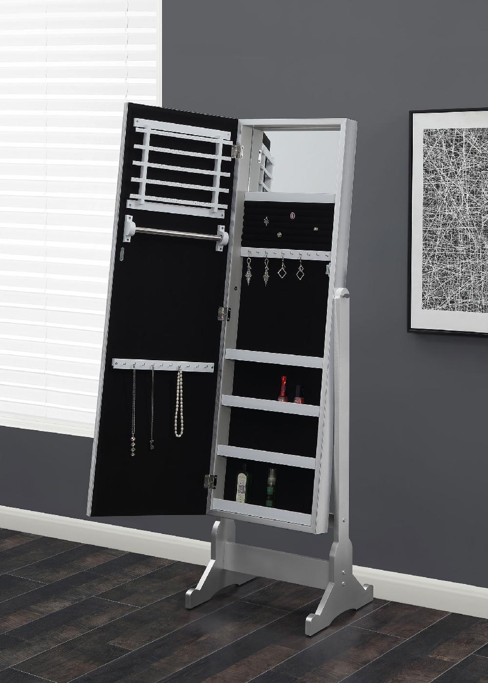 Coaster Moore Cheval Mirror With Jewelry Storage Silver