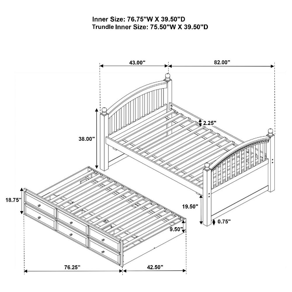 Coaster Norwood 3-drawer Twin Bed With Captains Trundle Chestnut