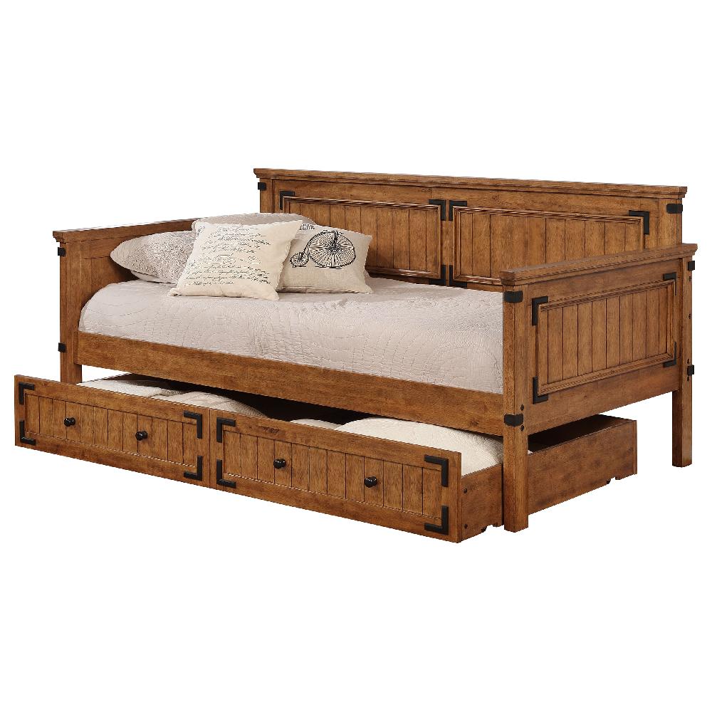 coaster Oakdale Wood Twin Daybed with Trundle Rustic Honey