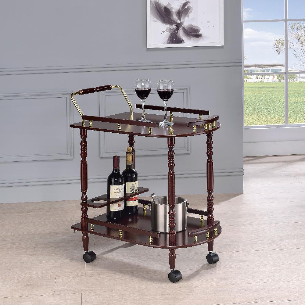 Coaster Palmer 2-tier Rectangular Wood Bar Cart Merlot