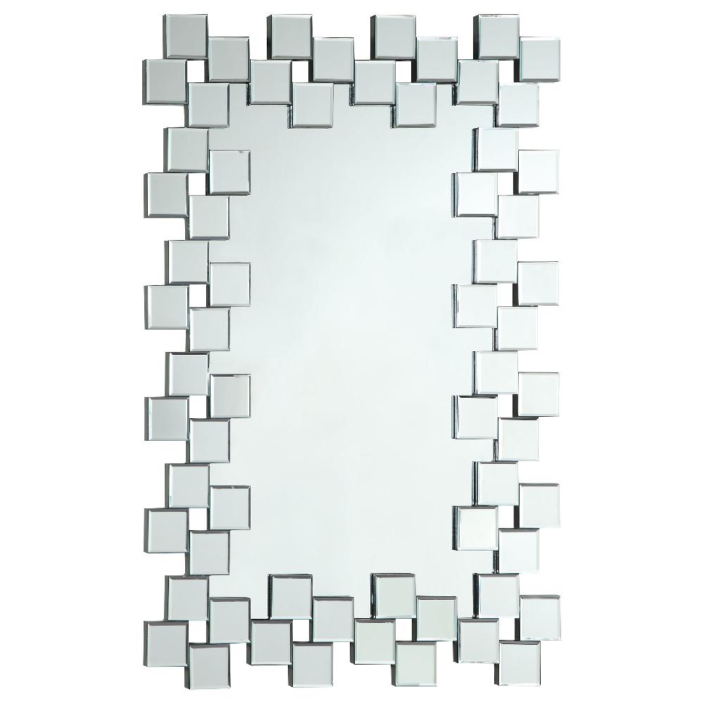 coaster Pamela 32 x 47 Inch Rectangular Frameless Wall Mirror Silver