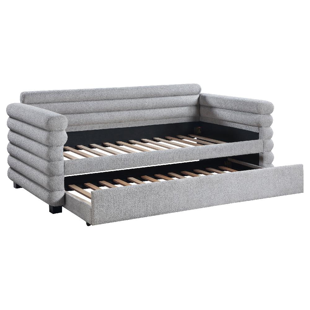 coaster Patricia Boucle Upholstered Twin Day Bed with Trundle Grey