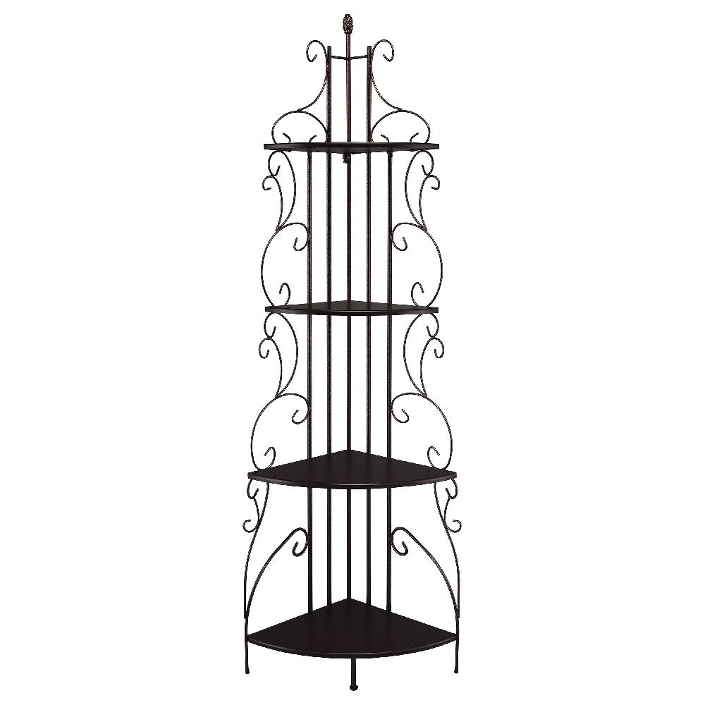 Coaster Poppy 74-inch 4-shelf Corner Bookshelf Copper And Cappuccino