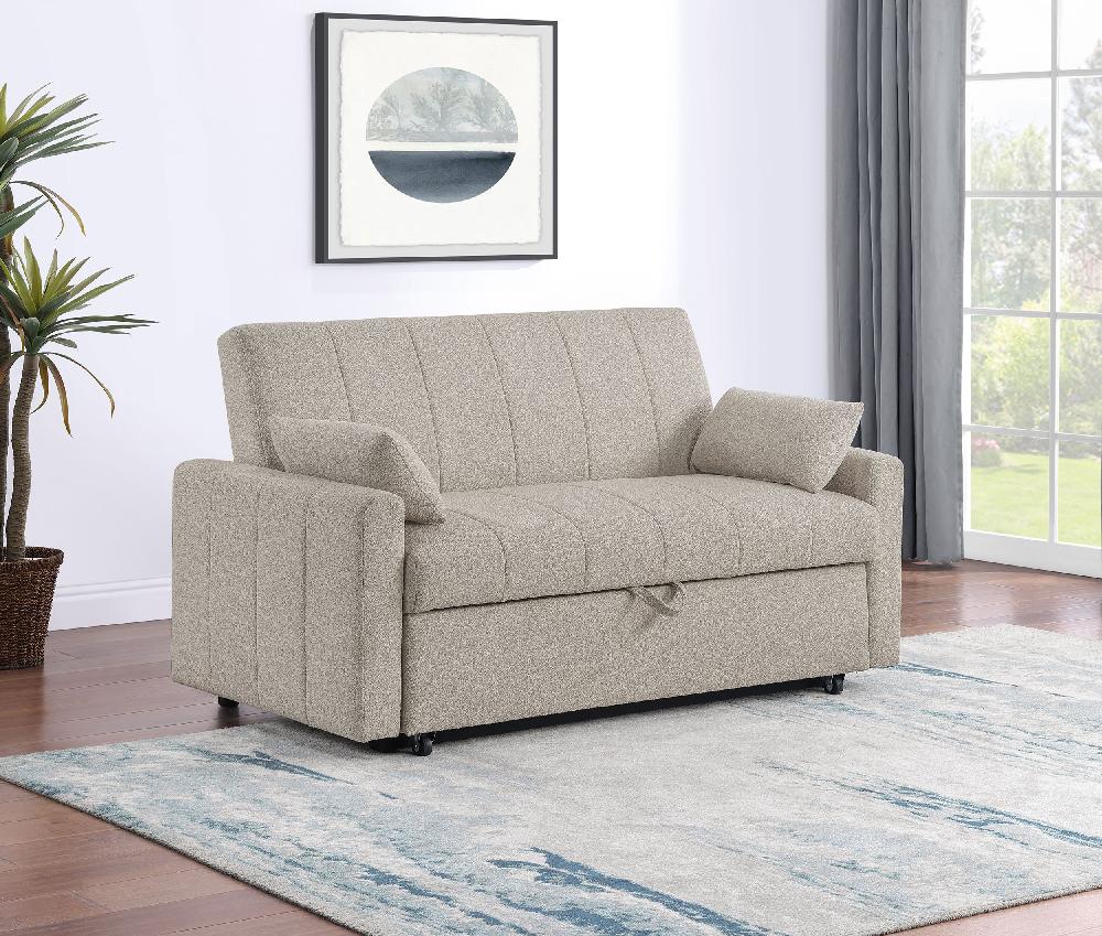 Coaster Portland Boucle Upholstered Sleeper Sofa Bed Latte
