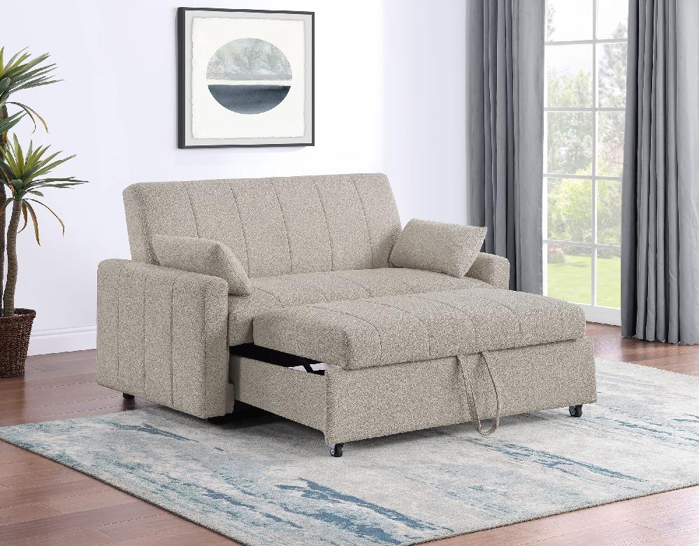 Coaster Portland Boucle Upholstered Sleeper Sofa Bed Latte
