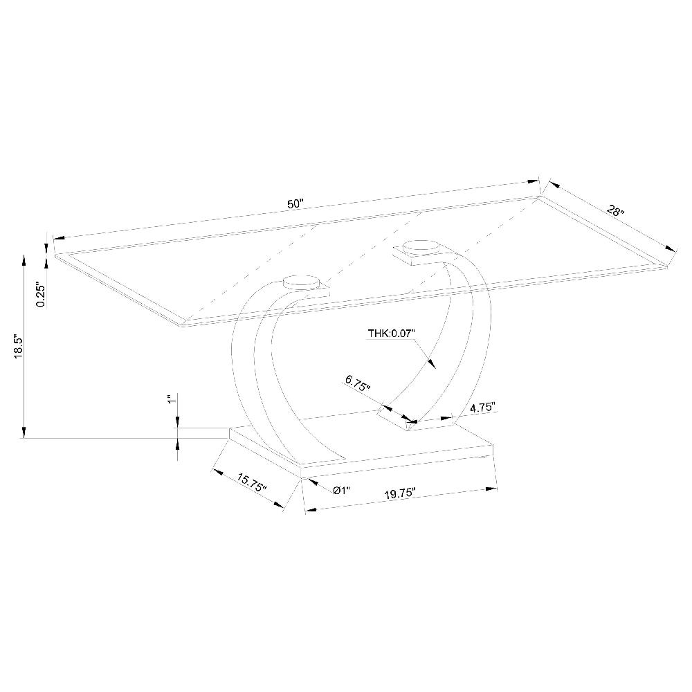Coaster Pruitt Rectangular Glass Top Metal Coffee Table Satin Silver