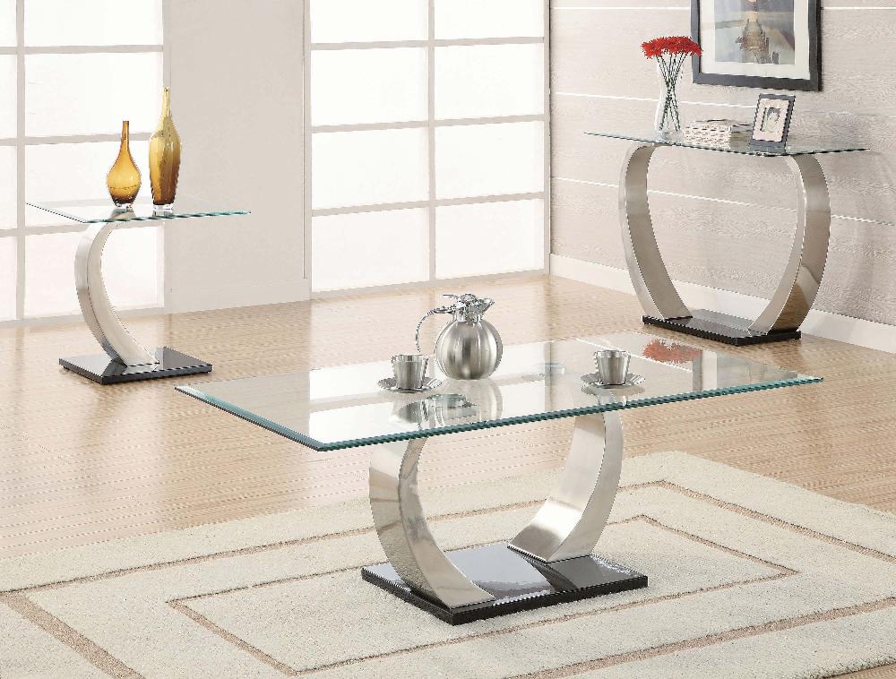 Coaster Pruitt Rectangular Glass Top Metal Coffee Table Satin Silver