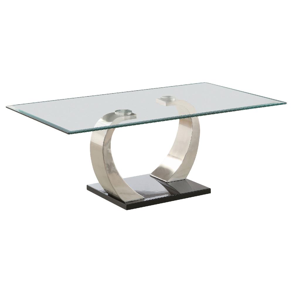 coaster Pruitt Rectangular Glass Top Metal Coffee Table Satin Silver