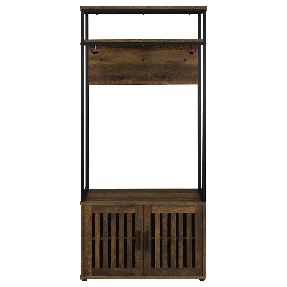 Coaster Quincy 2-door Coat Rack Hall Tree Storage Bench Dark Pine