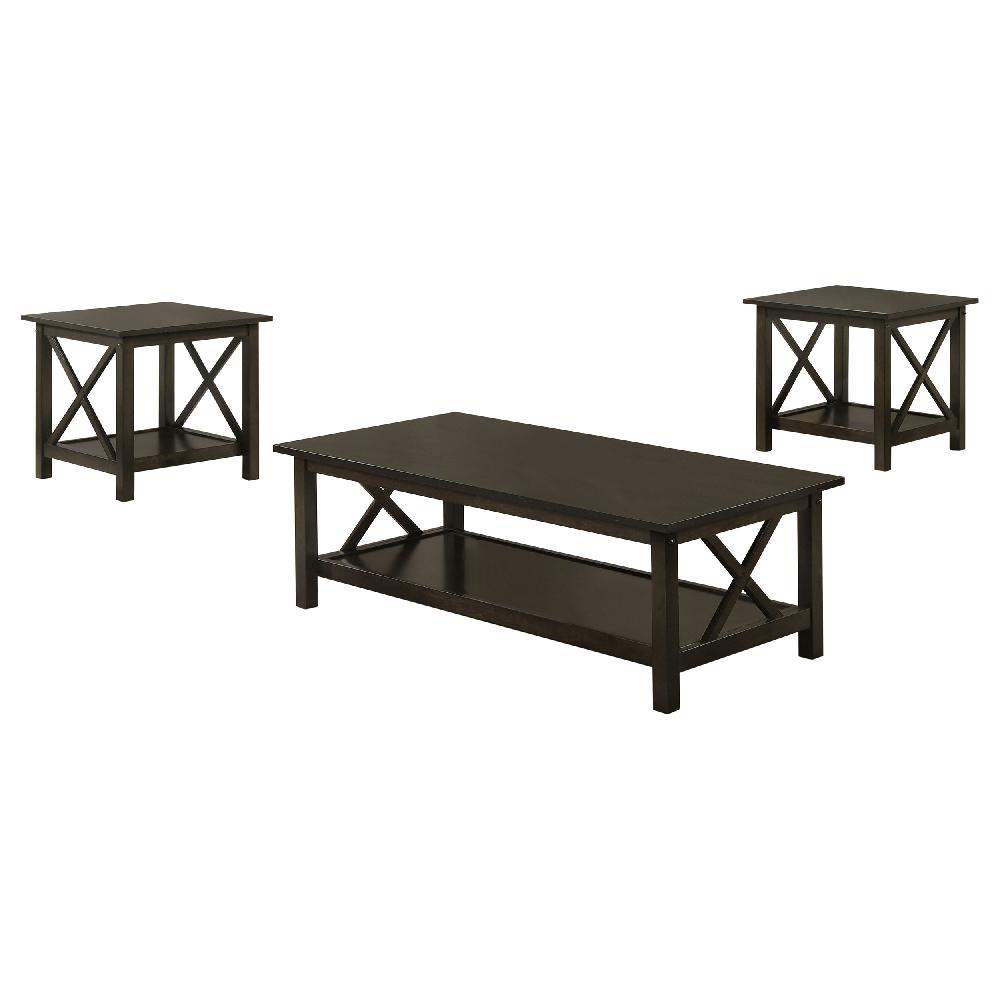 Coaster Rachelle 3-piece Rectangular Coffee Table Set Deep Merlot