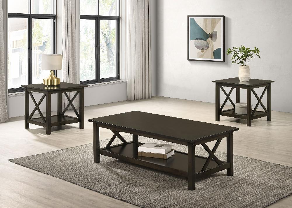 coaster Rachelle 3-piece Rectangular Coffee Table Set Deep Merlot