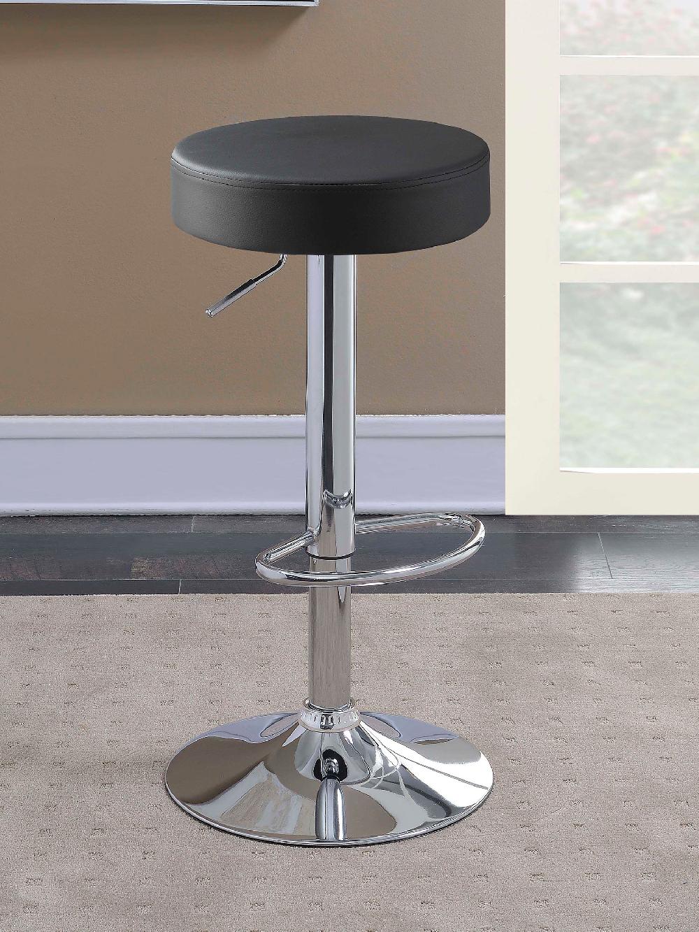 Coaster Ramses 29-inch Adjustable Bar Stool Chrome And Black