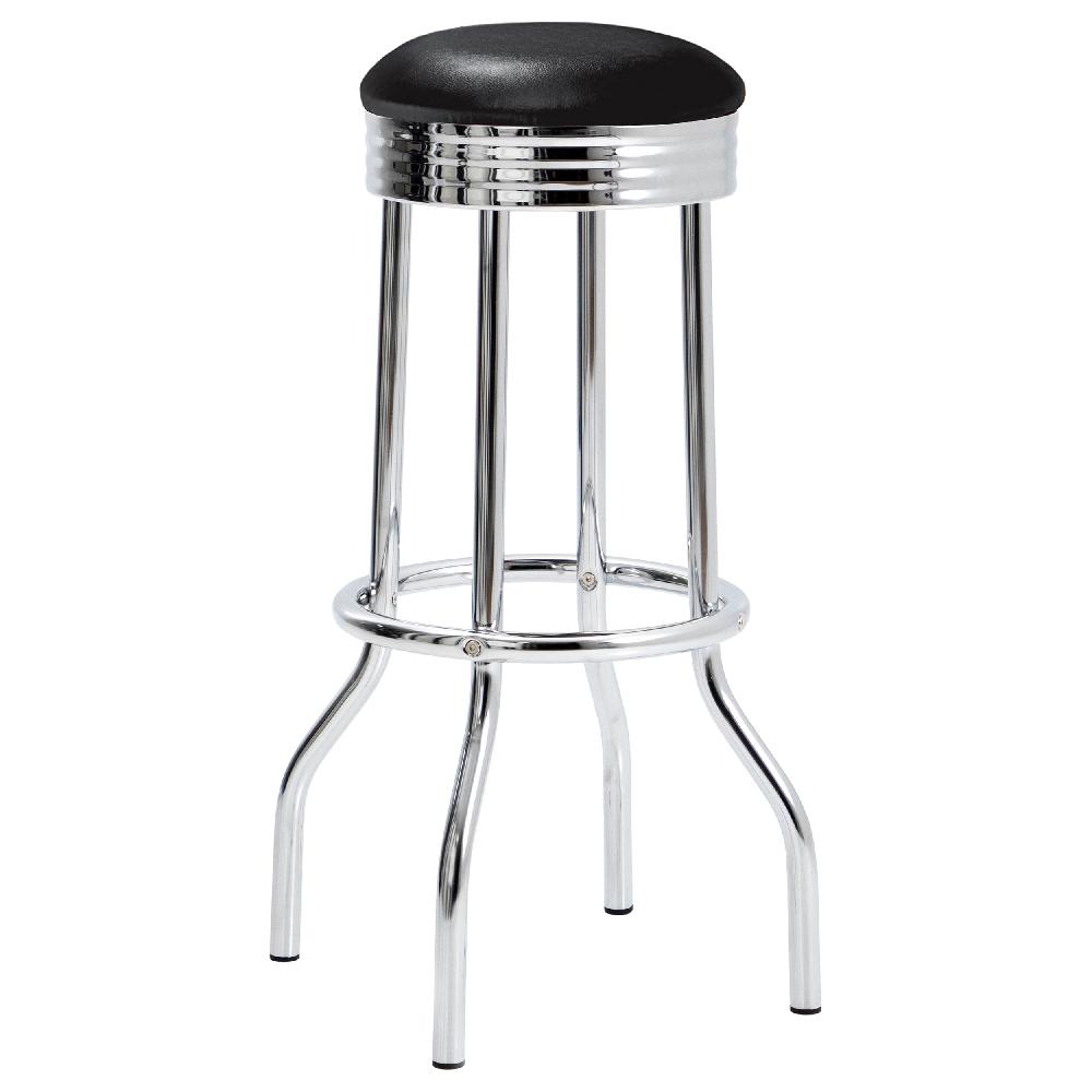 Coaster Retro Upholstered Metal Swivel Bar Stool Black (Set Of 2)
