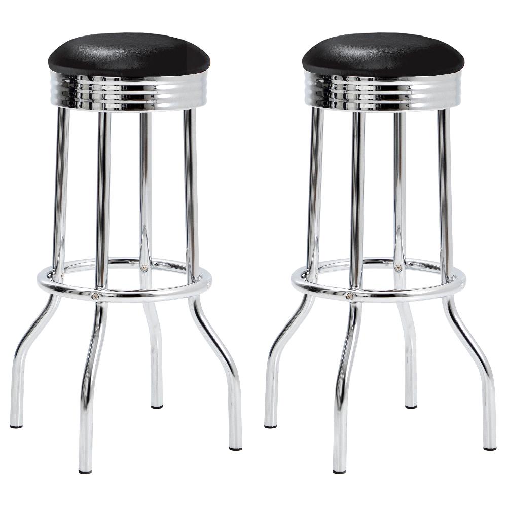 coaster Retro Upholstered Metal Swivel Bar Stool Black (Set of 2)