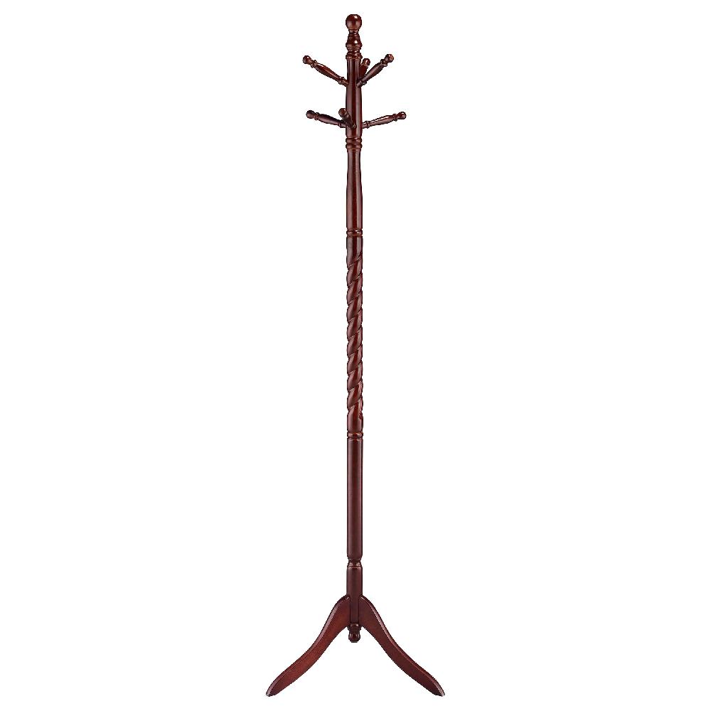 Coaster Riona 6 Hook Freestanding Wood Coat Rack Hat Hanger Merlot