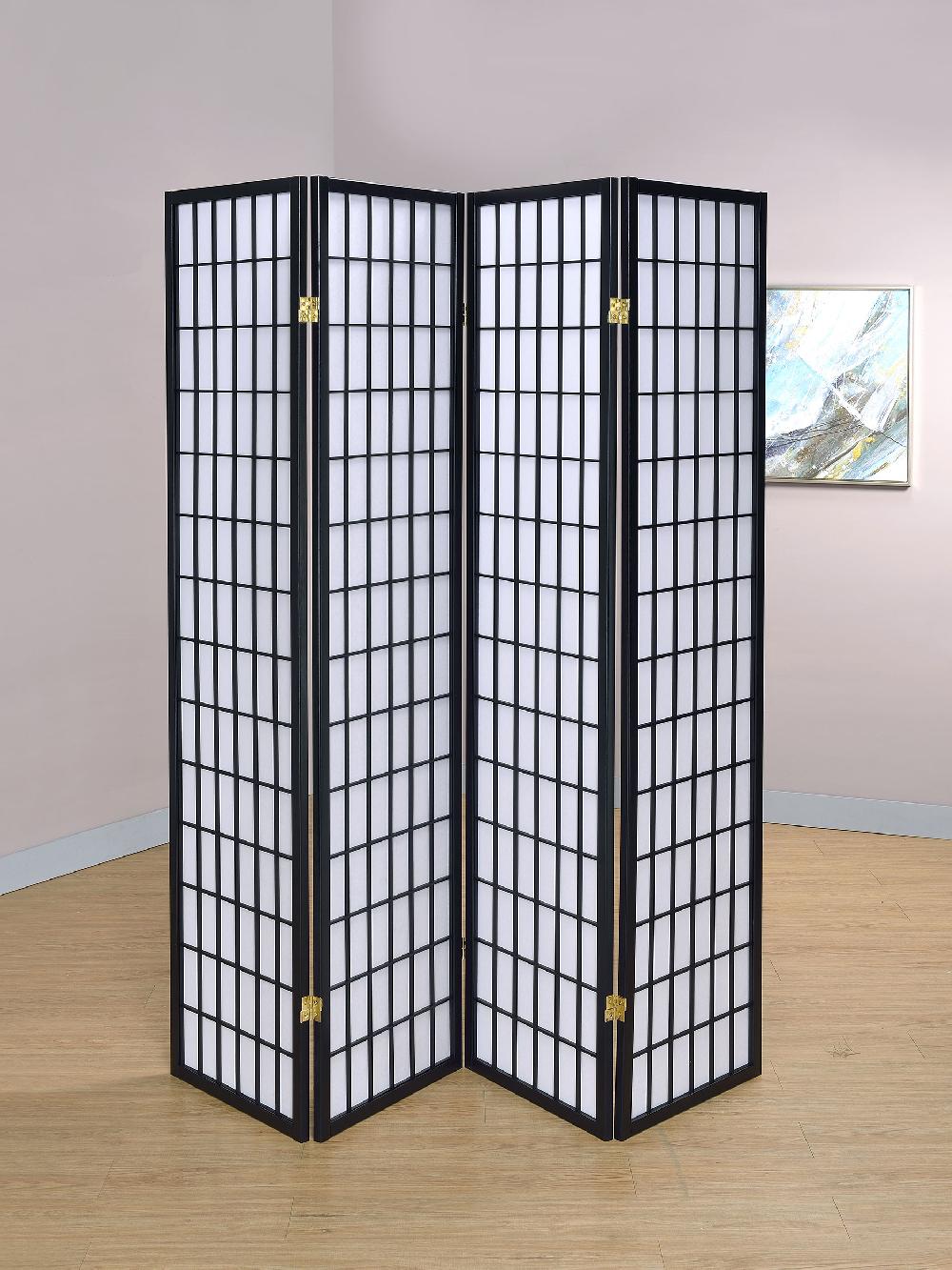 Coaster Roberto 4-Panel Room Divider Folding Shoji Screen Black