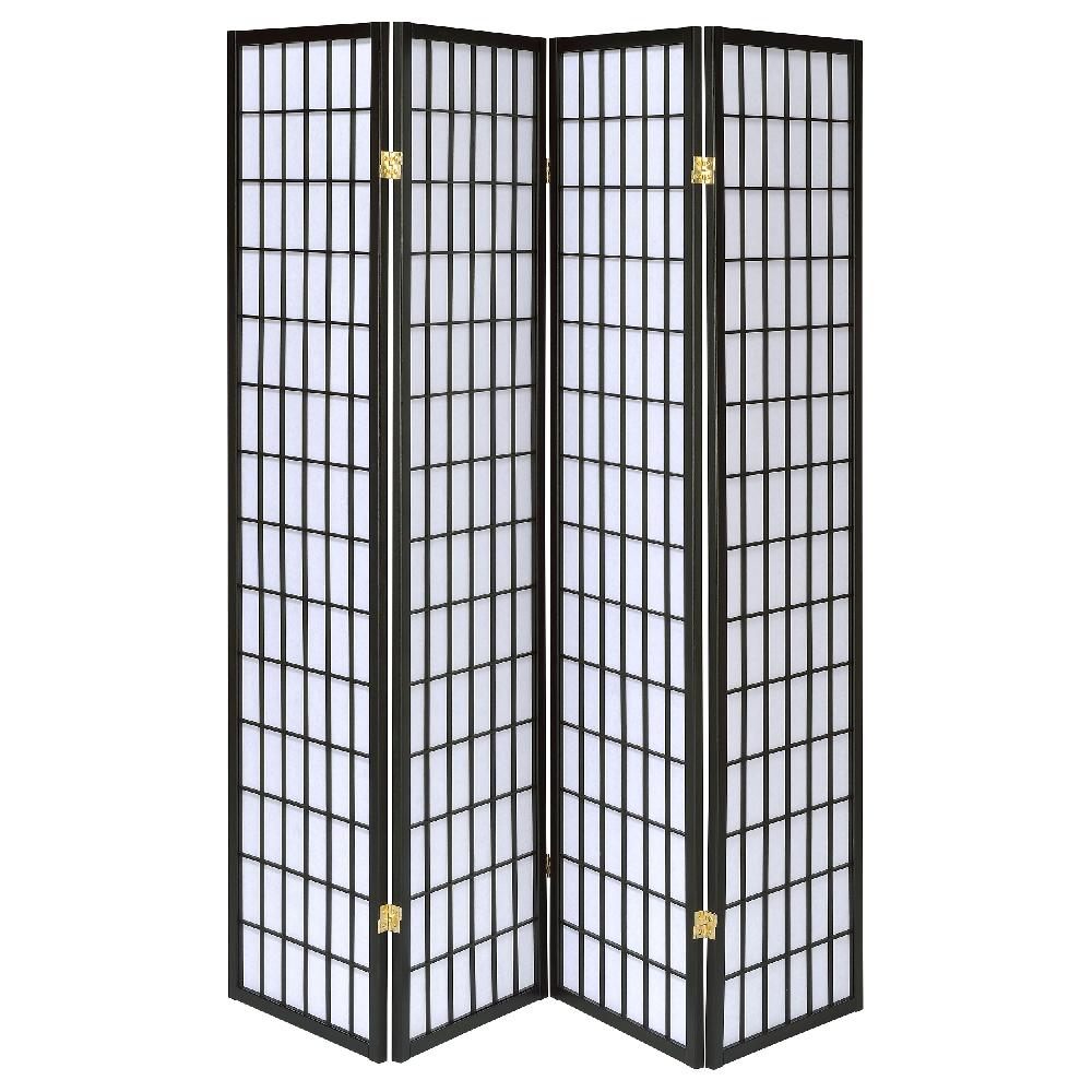 Coaster Roberto 4-Panel Room Divider Folding Shoji Screen Black