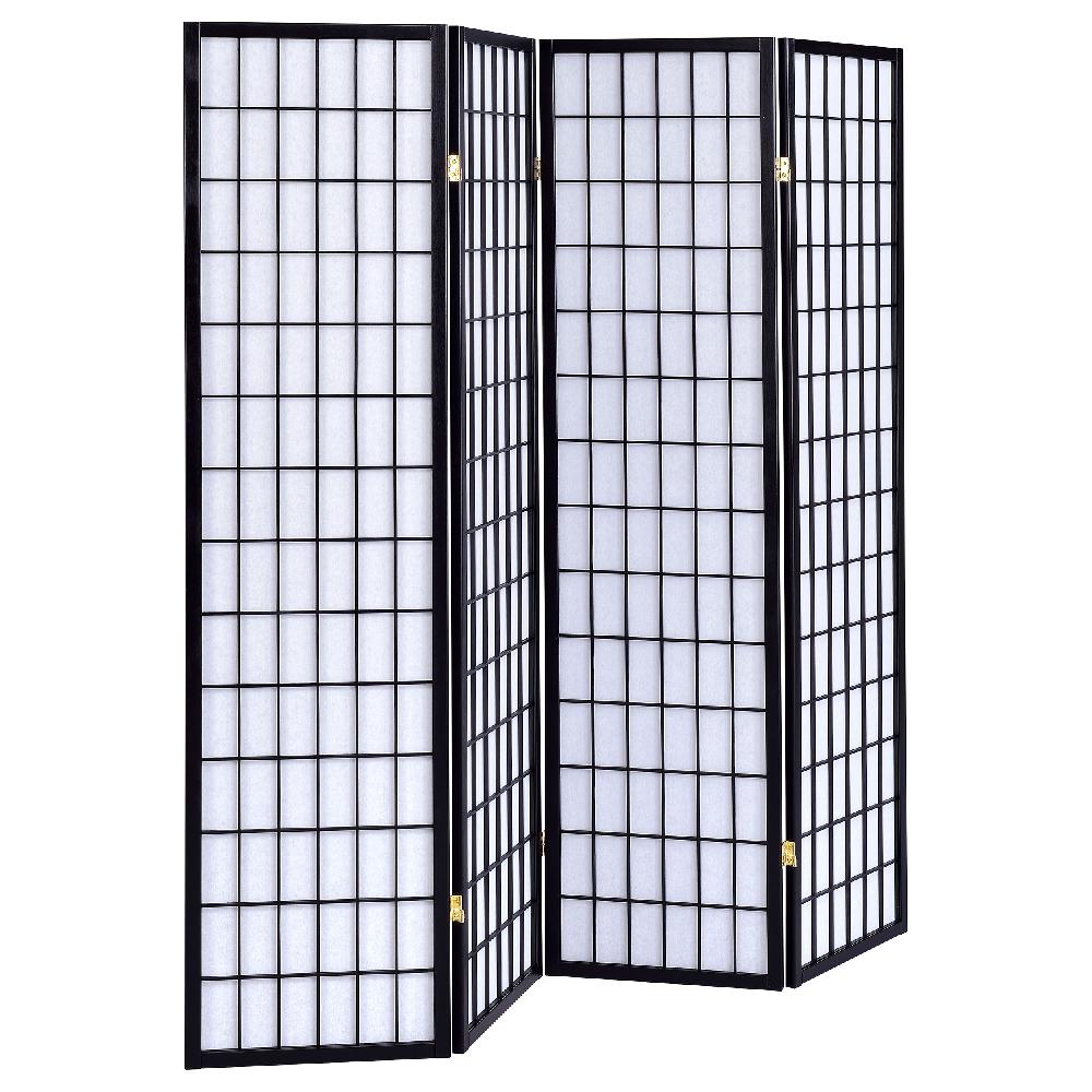 coaster Roberto 4-Panel Room Divider Folding Shoji Screen Black