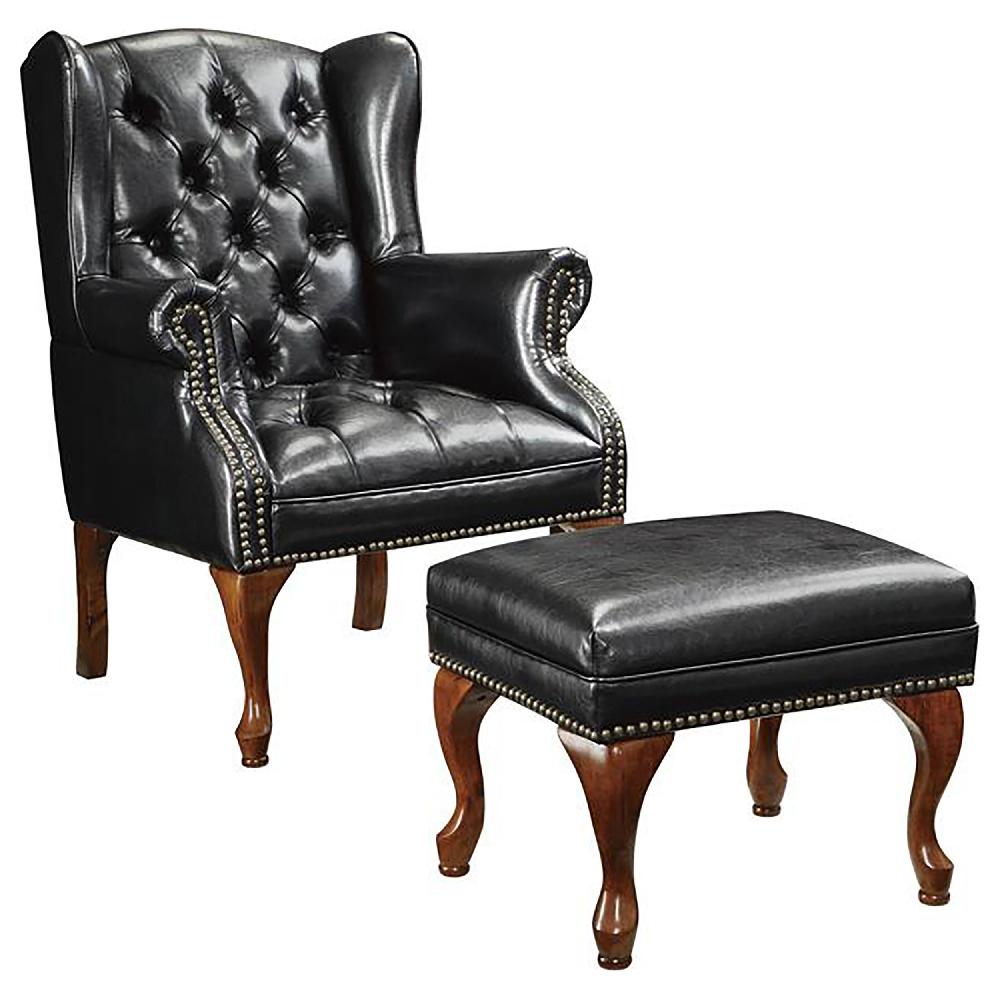 coaster Roberts Upholstered Wingback Chair and Ottoman Set Black