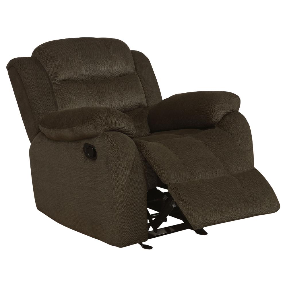 Coaster Rodman Upholstered Padded Arm Glider Recliner Olive Brown