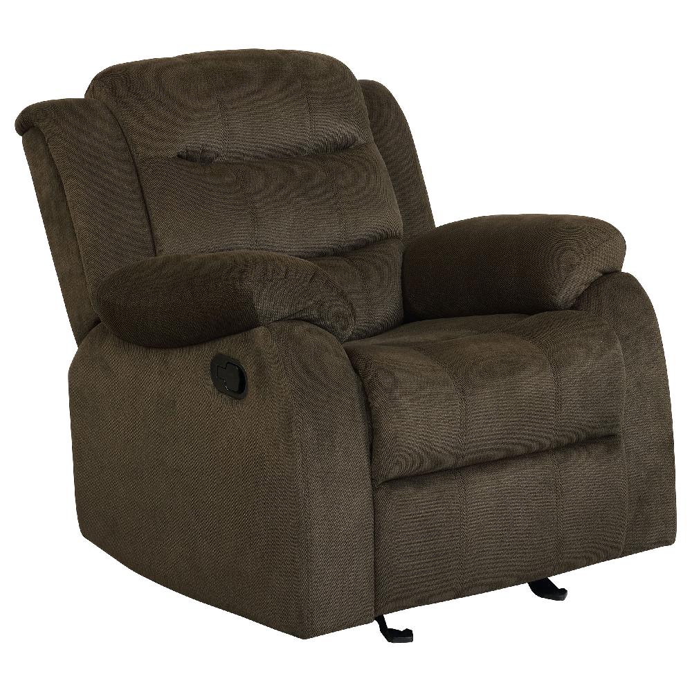 coaster Rodman Upholstered Padded Arm Glider Recliner Olive Brown