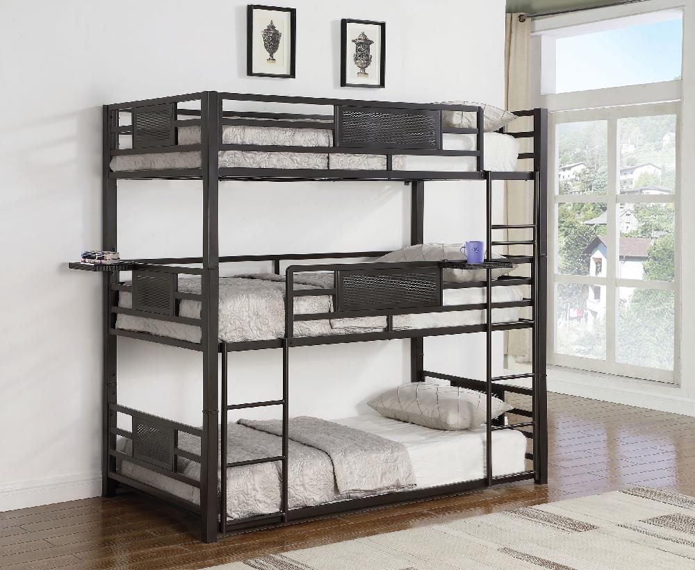 Coaster Rogen Metal Twin Triple Bunk Bed Dark Bronze