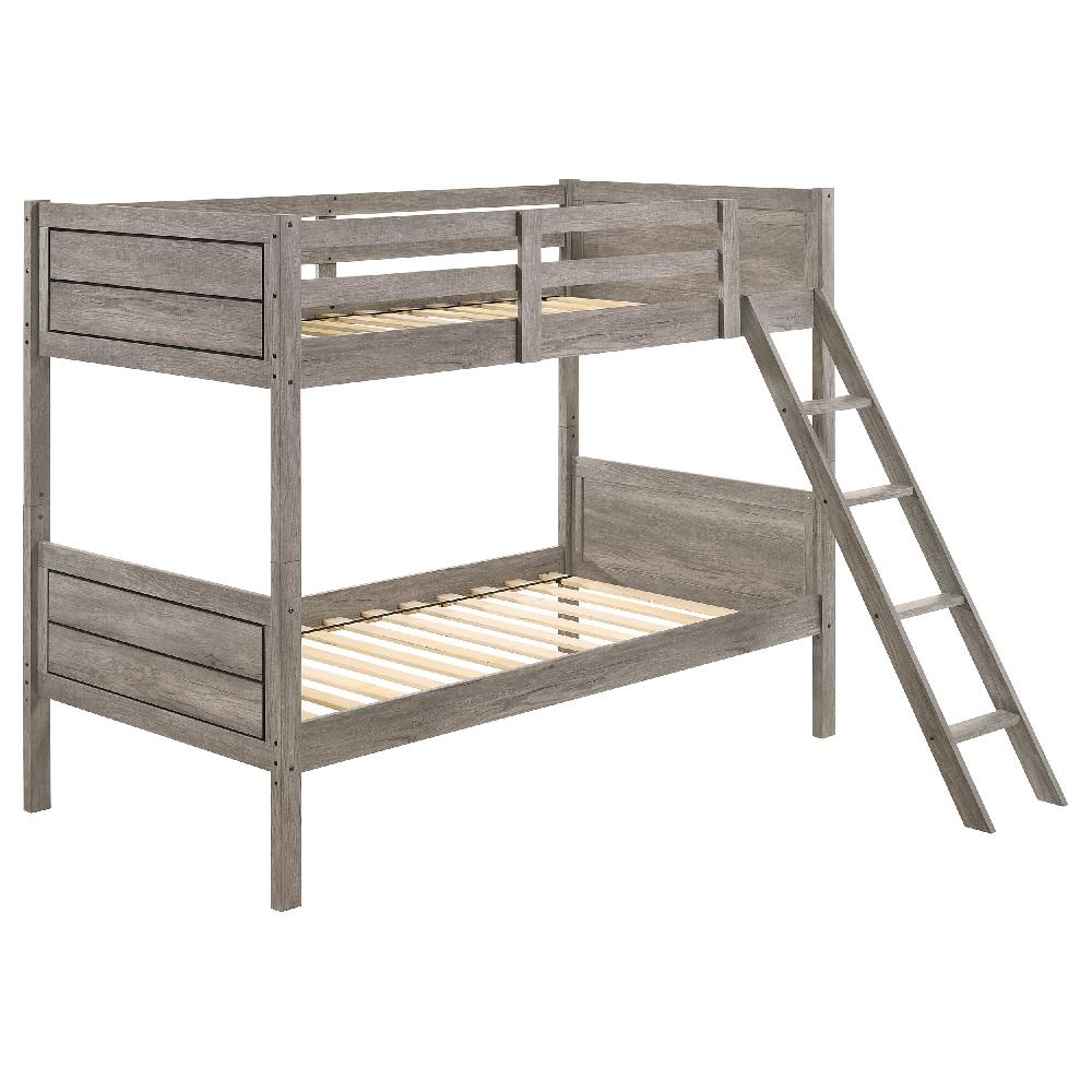 coaster Ryder Wood Twin Over Twin Bunk Bed Weathered Taupe