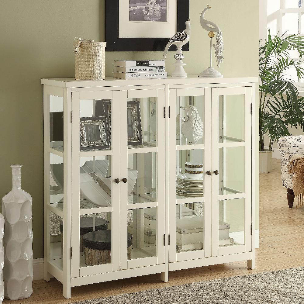 Coaster Sable 4-door Wood Accent Storage Display Cabinet Off White