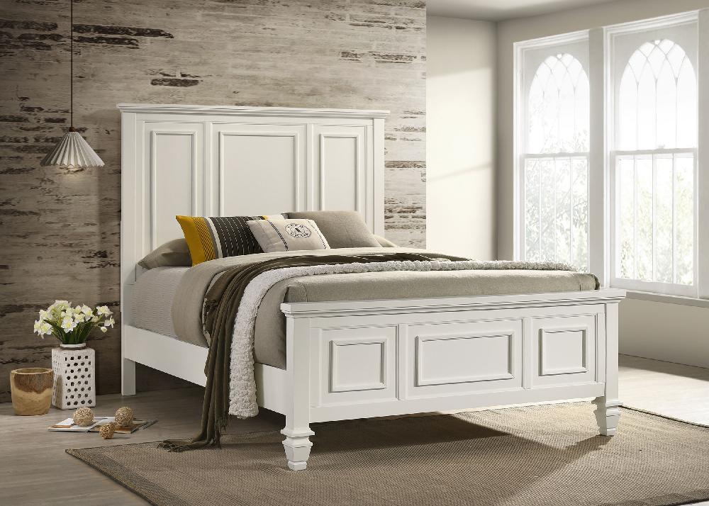 Coaster Sandy Beach Wood Queen Panel Bed Cream White