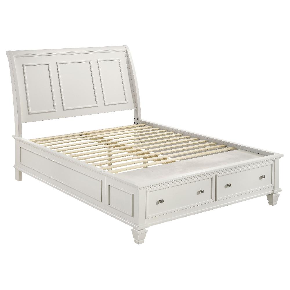 coaster Sandy Beach Wood Queen Storage Panel Bed Cream White