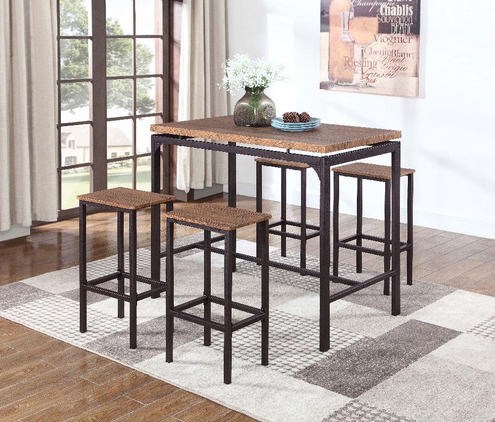 coaster Santana 5-piece Pub Height Bar Table Set Weathered Chestnut