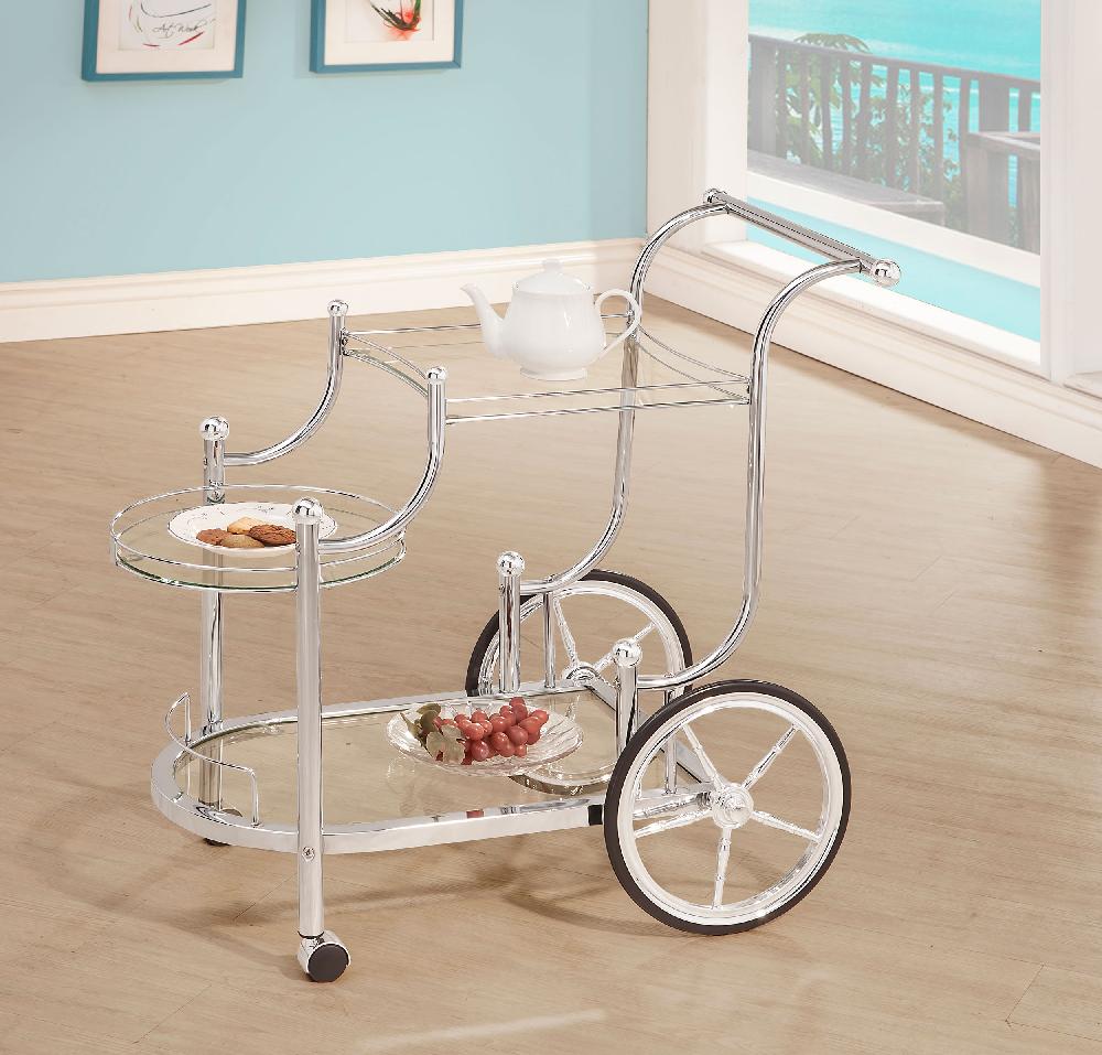 Coaster Sarandon 3-tier Glass Shelf Metal Bar Cart Chrome