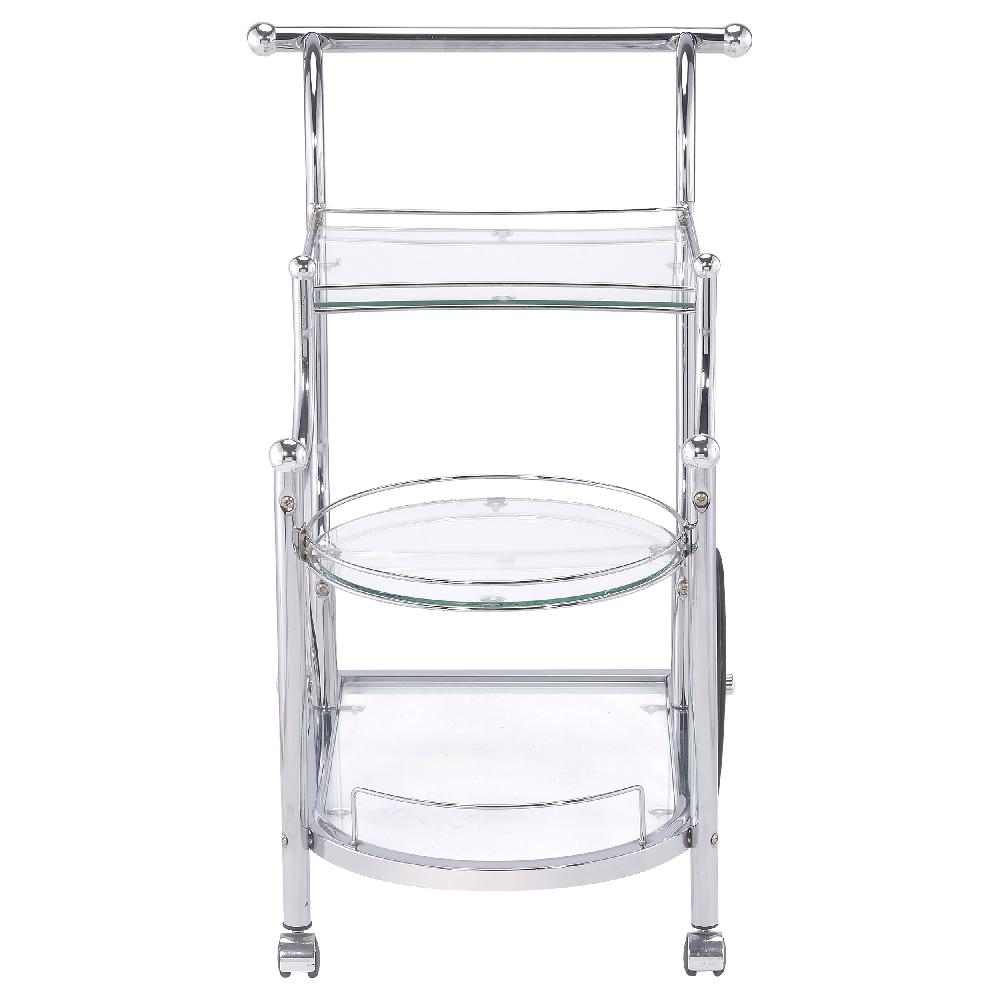 Coaster Sarandon 3-tier Glass Shelf Metal Bar Cart Chrome