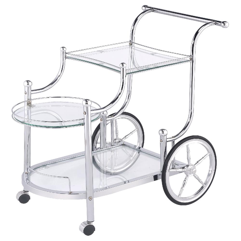 Coaster Sarandon 3-tier Glass Shelf Metal Bar Cart Chrome