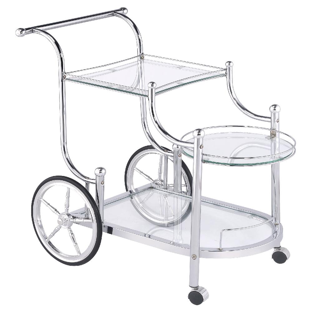coaster Sarandon 3-tier Glass Shelf Metal Bar Cart Chrome
