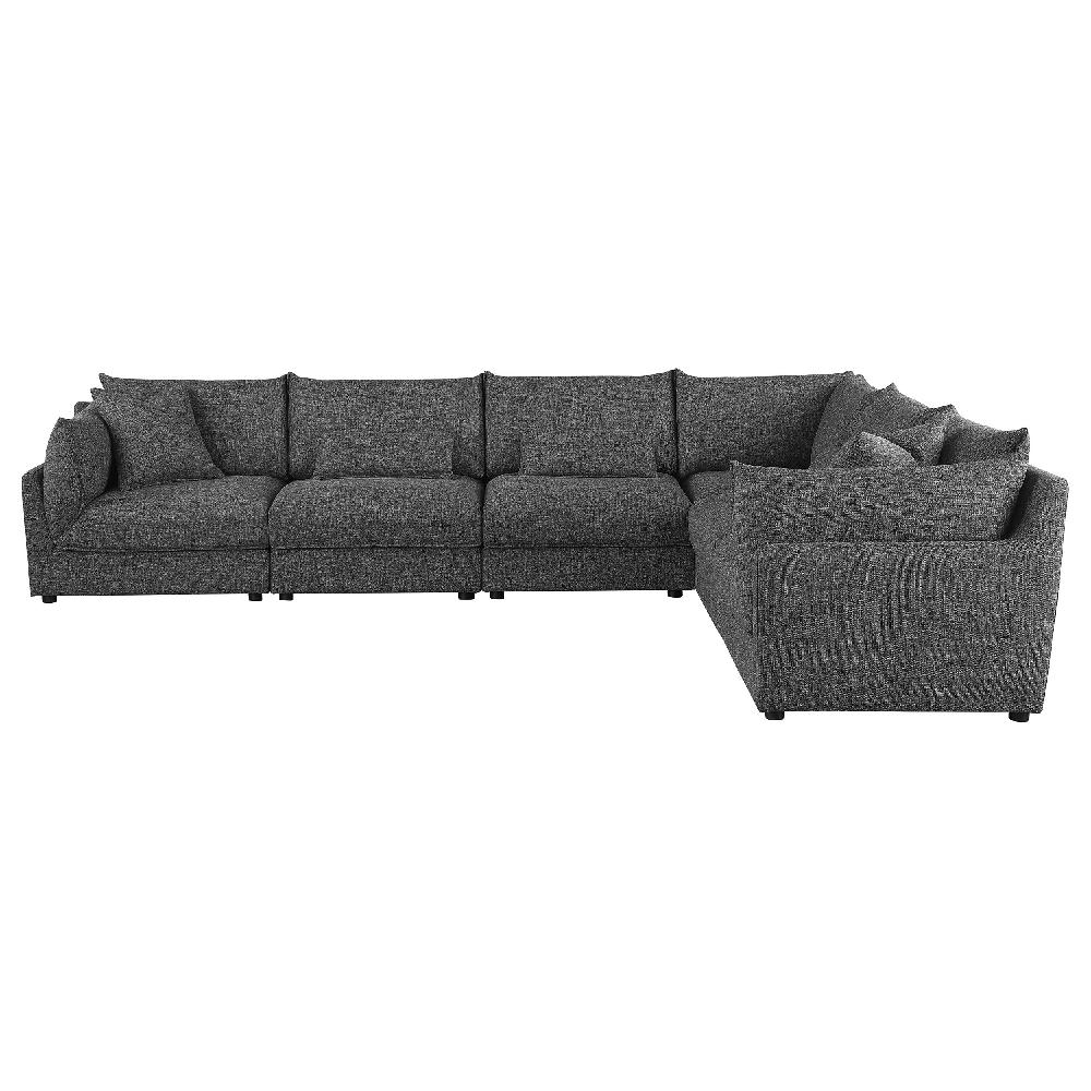 Coaster Sasha 6-Piece Upholstered Modular Sectional Barely Black